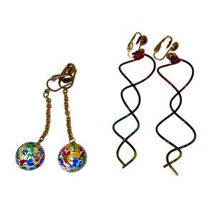 VNTG colorful clip on earrings